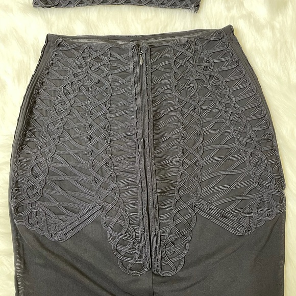 2piece black Bebe skirt set with mesh - Picture 9 of 10